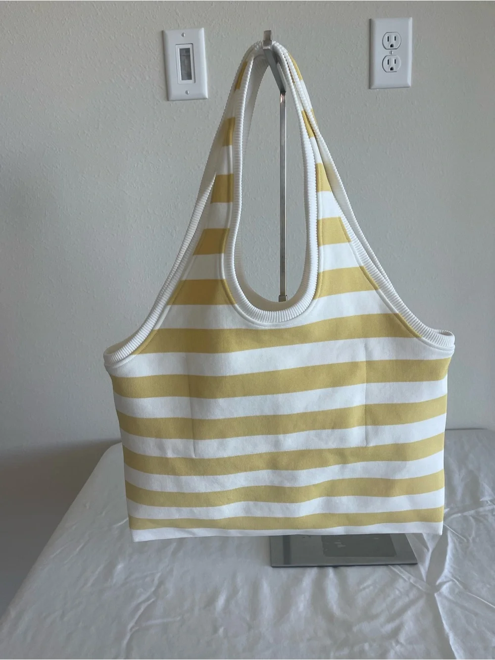 Jacquemus Shoulder bag Hobo ‘Le Sac Marcel ’ - White Yellow Stripe Viscose NWT